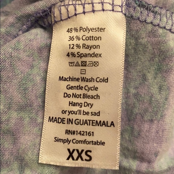 LuLaRoe IRMA Short Sleeve Tee T-Shirt Tunic XXS Purple Green Floral 3/$20 SALE! - Picture 10 of 10